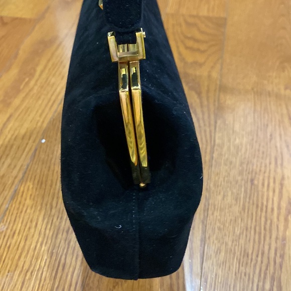 💕 Stuart weitzman black suede framus blasue dressy vintage handbag EUC  💕 - Picture 4 of 12